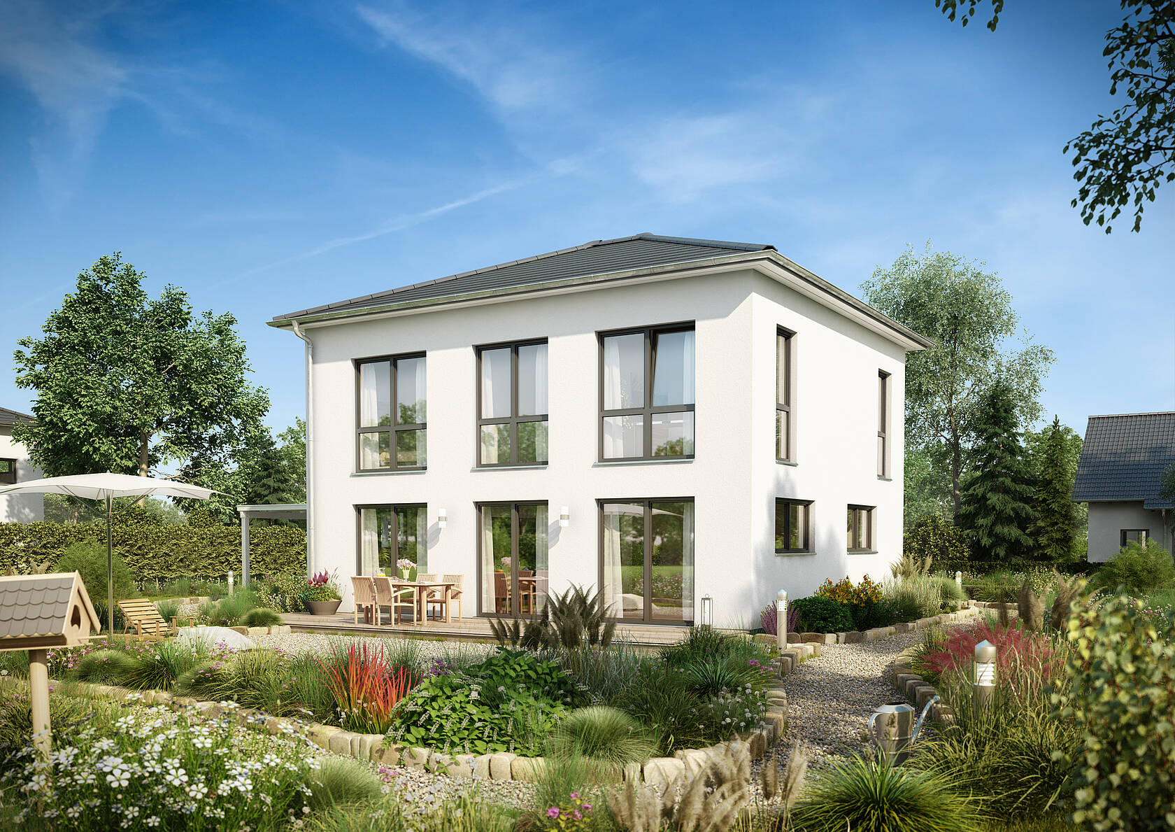 Stadtvilla Signus von Kern-Haus | Herrlicher Blick in den Garten Stadtvilla Signus von Kern-Haus | Herrlicher Blick in den Garten